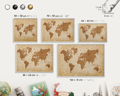 Tableau pour collection d'aimants cadre argenté Carte ancienne