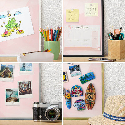 Tableau pour collection d'aimants cadre argenté Rose délicat