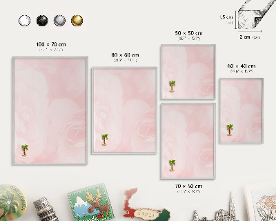 Tableau pour collection d'aimants cadre argenté Rose délicat