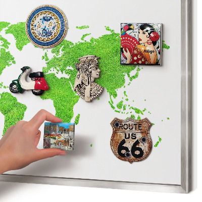 Tableau magnétique décoratif avec cadre argenté Carte verte