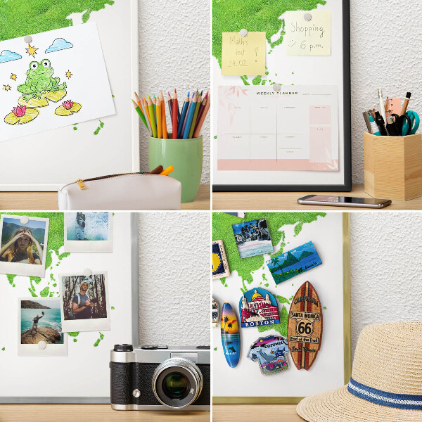 Tableau magnétique décoratif avec cadre argenté Carte verte