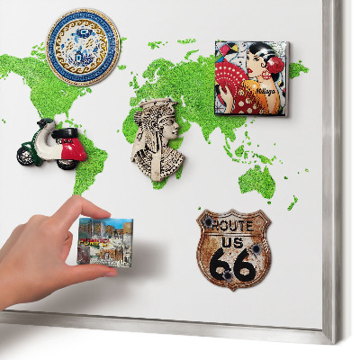 Tableau magnétique décoratif avec cadre argenté Carte verte