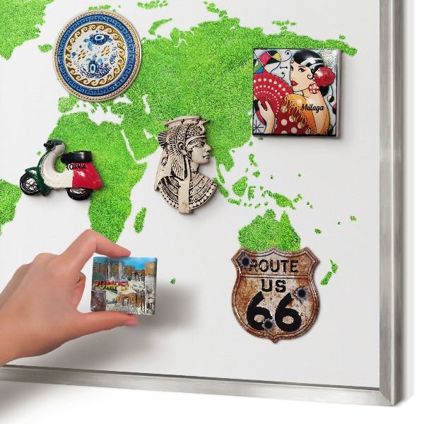 Tableau magnétique décoratif avec cadre argenté Carte verte