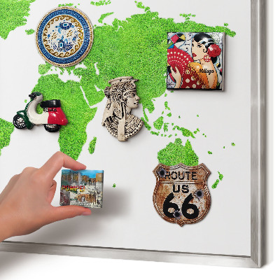 Tableau magnétique décoratif avec cadre argenté Carte verte