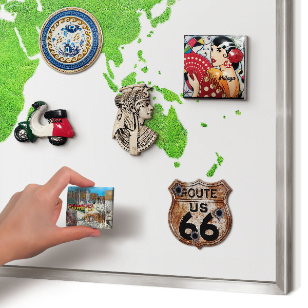 Tableau magnétique décoratif avec cadre argenté Carte verte