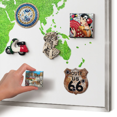 Tableau magnétique décoratif avec cadre argenté Carte verte