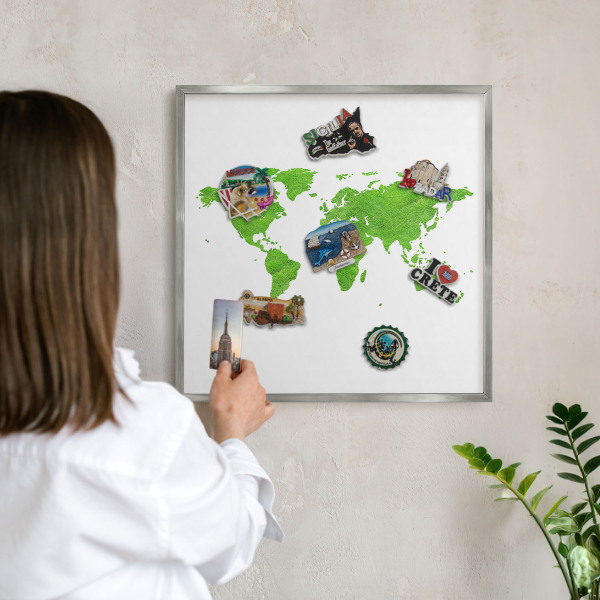 Tableau magnétique décoratif avec cadre argenté Carte verte