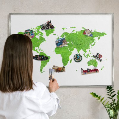 Tableau magnétique décoratif avec cadre argenté Carte verte