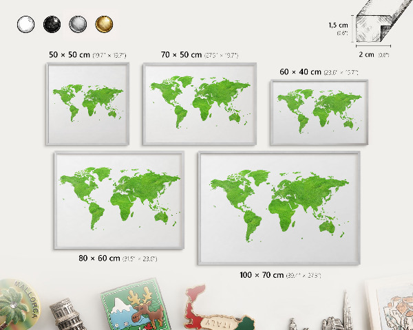 Tableau magnétique décoratif avec cadre argenté Carte verte