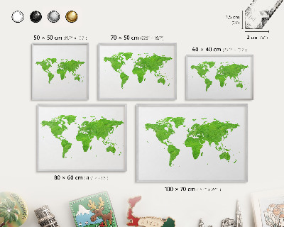 Tableau magnétique décoratif avec cadre argenté Carte verte