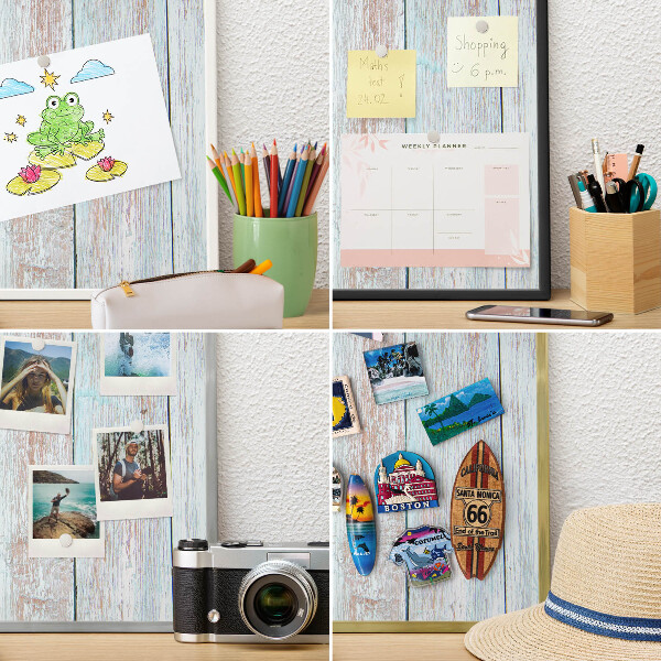 Tableau magnétique décoratif avec cadre argenté Planches rustiques