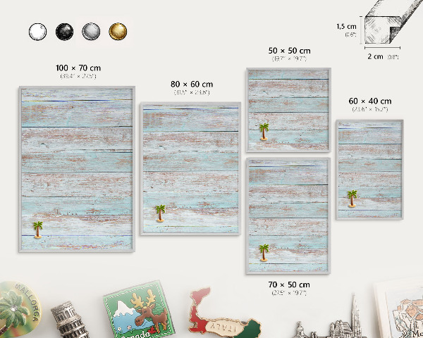 Tableau magnétique décoratif avec cadre argenté Planches rustiques