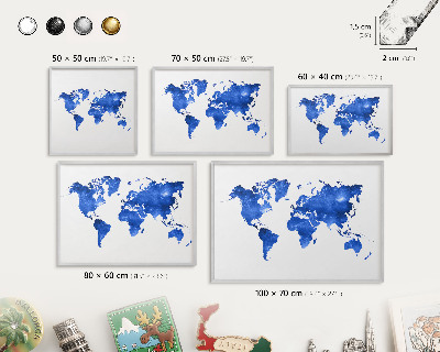 Tableau pour collection d'aimants cadre argenté Carte du monde
