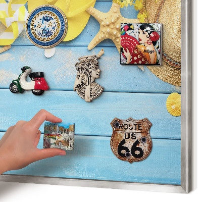 Tableau magnétique décoratif avec cadre argenté Ambiance plage