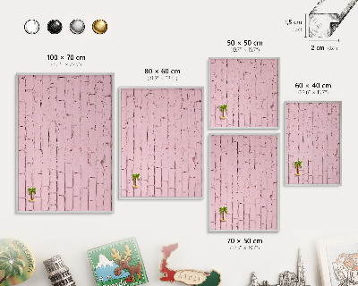 Tableau pour collection d'aimants cadre argenté Brique rose