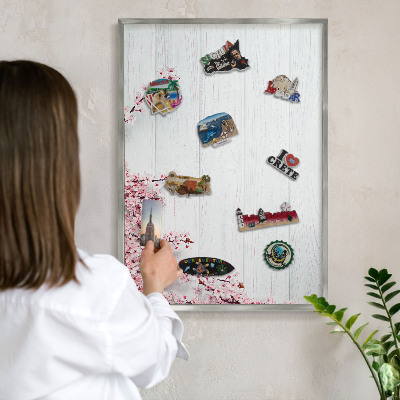 Tableau magnétique décoratif avec cadre argenté Élégance épanouie