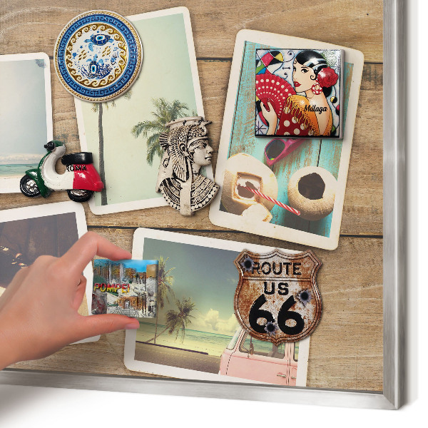 Tableau pour collection d'aimants cadre argenté Nostalgie des vacances