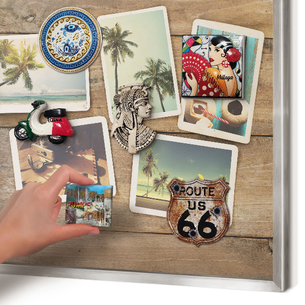 Tableau pour collection d'aimants cadre argenté Nostalgie des vacances