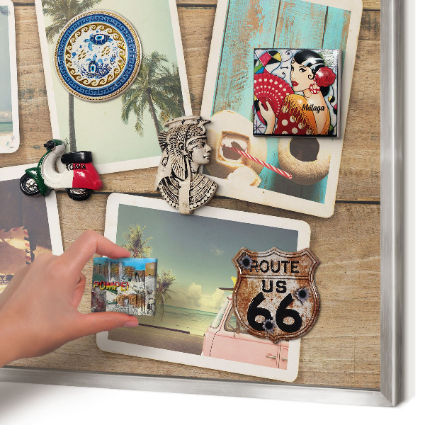 Tableau pour collection d'aimants cadre argenté Nostalgie des vacances