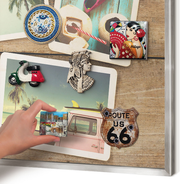 Tableau pour collection d'aimants cadre argenté Nostalgie des vacances