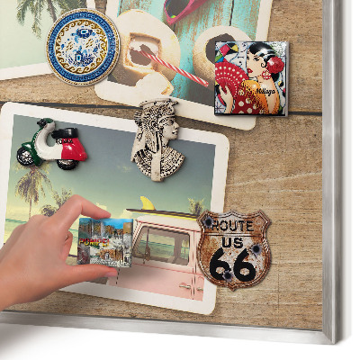 Tableau pour collection d'aimants cadre argenté Nostalgie des vacances