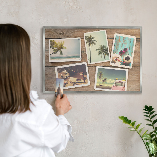 Tableau pour collection d'aimants cadre argenté Nostalgie des vacances