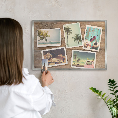 Tableau pour collection d'aimants cadre argenté Nostalgie des vacances
