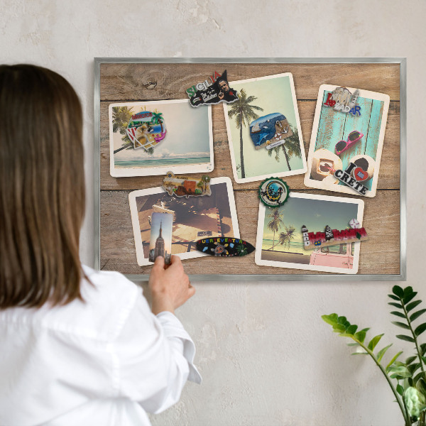 Tableau pour collection d'aimants cadre argenté Nostalgie des vacances