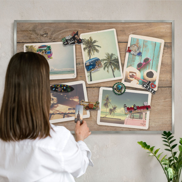 Tableau pour collection d'aimants cadre argenté Nostalgie des vacances