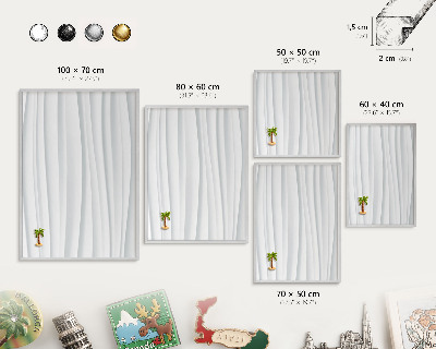 Tableau pour collection d'aimants cadre argenté Vagues blanches