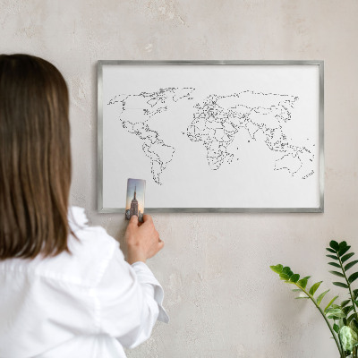 Tableau magnétique décoratif avec cadre argenté Carte des courbes de niveau
