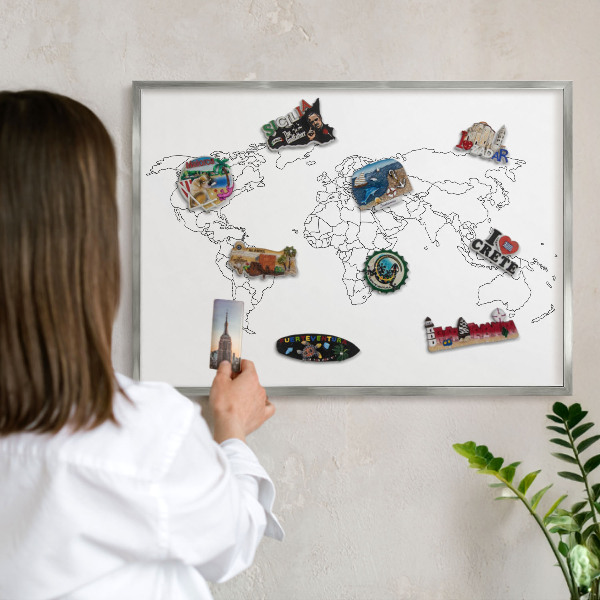 Tableau magnétique décoratif avec cadre argenté Carte des courbes de niveau