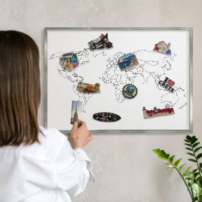 Tableau magnétique décoratif avec cadre argenté Carte des courbes de niveau