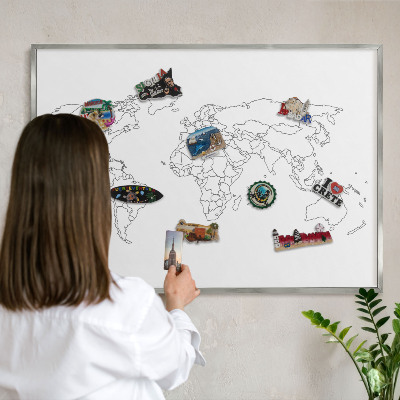 Tableau magnétique décoratif avec cadre argenté Carte des courbes de niveau