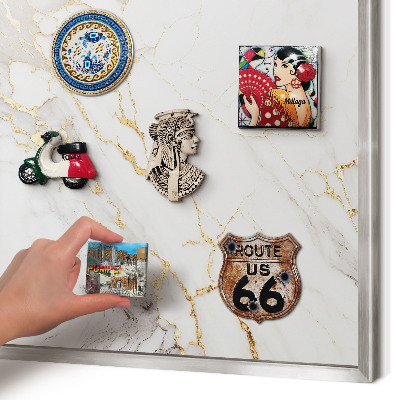Tableau magnétique décoratif avec cadre argenté Élégance du marbre