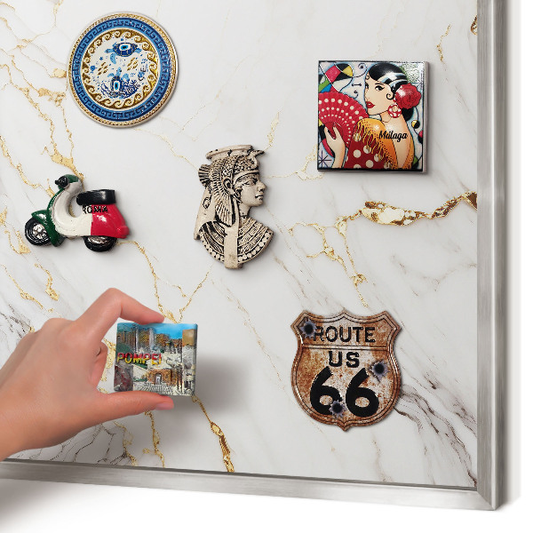 Tableau magnétique décoratif avec cadre argenté Élégance du marbre