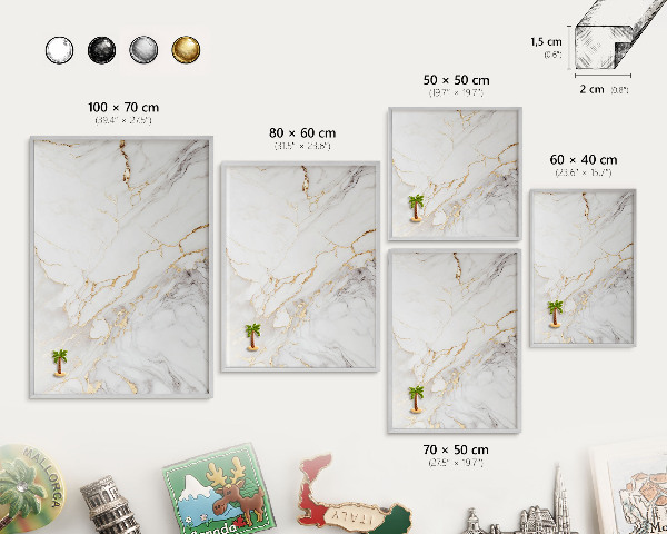 Tableau magnétique décoratif avec cadre argenté Élégance du marbre