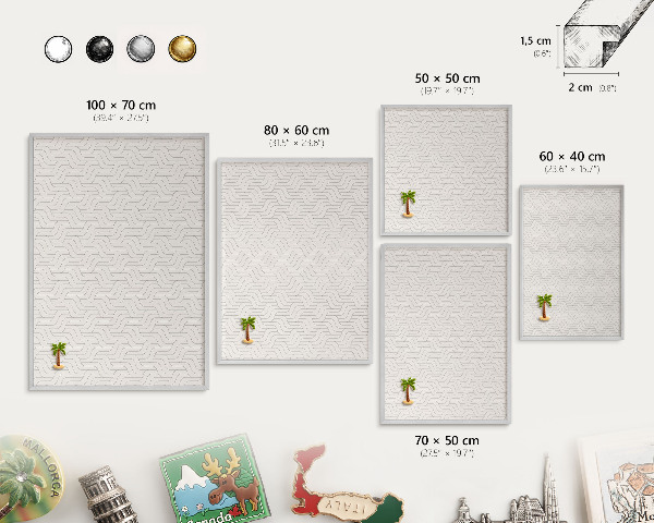Tableau pour collection d'aimants cadre argenté Douces vagues