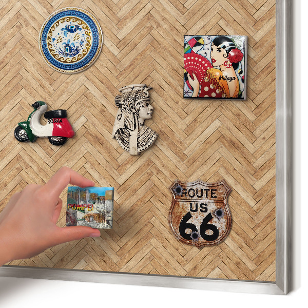 Tableau magnétique décoratif avec cadre argenté Motif à chevrons