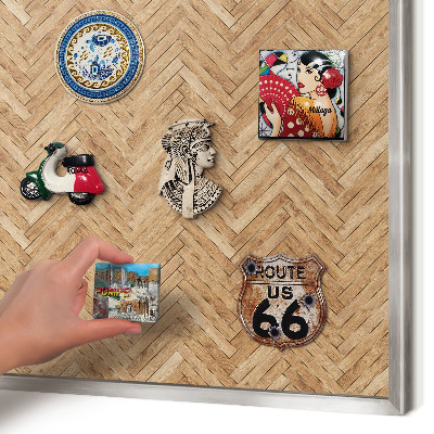 Tableau magnétique décoratif avec cadre argenté Motif à chevrons