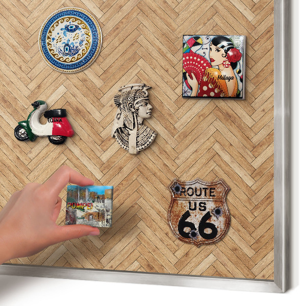 Tableau magnétique décoratif avec cadre argenté Motif à chevrons