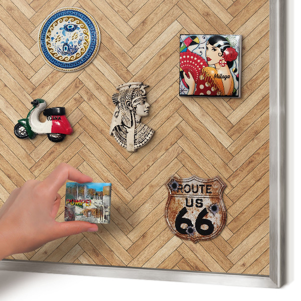 Tableau magnétique décoratif avec cadre argenté Motif à chevrons