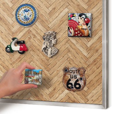 Tableau magnétique décoratif avec cadre argenté Motif à chevrons