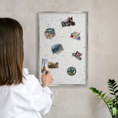 Tableau pour collection d'aimants cadre argenté Motif terrazzo