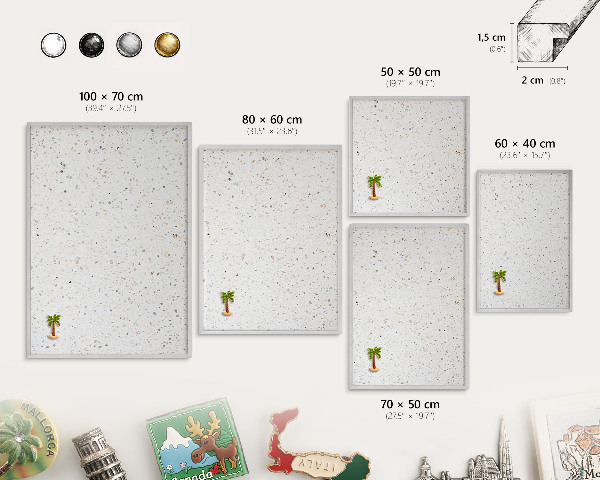 Tableau pour collection d'aimants cadre argenté Motif terrazzo