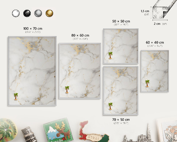 Tableau pour collection d'aimants cadre argenté Élégance délicate