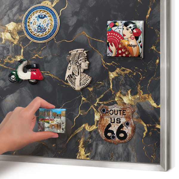 Tableau magnétique décoratif avec cadre argenté Veines délicates
