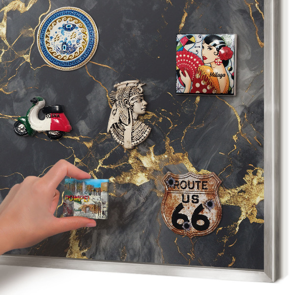 Tableau magnétique décoratif avec cadre argenté Veines délicates