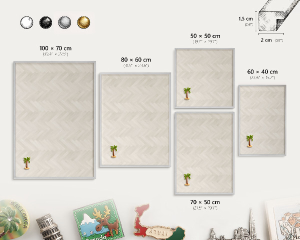 Tableau magnétique décoratif avec cadre argenté Chevrons subtils