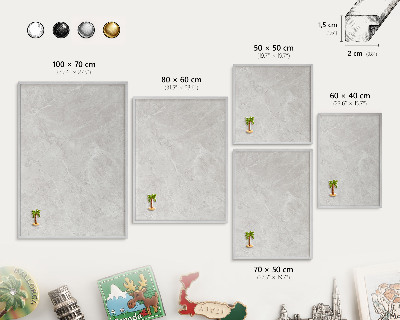 Tableau pour collection d'aimants cadre argenté Marbre gris